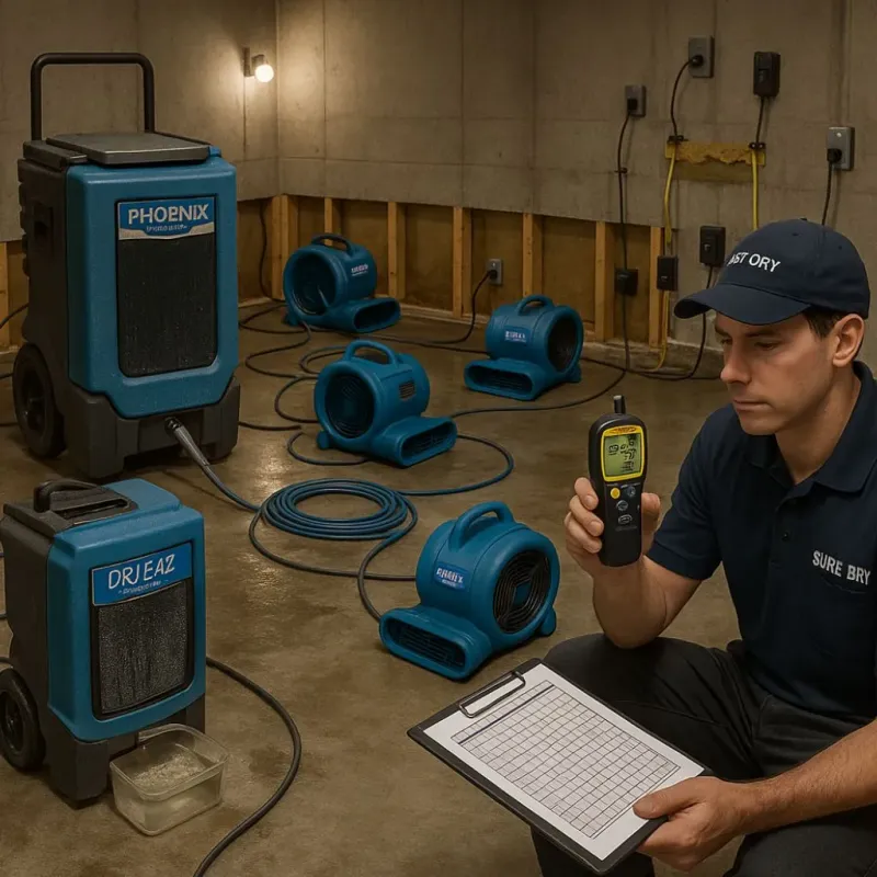 Structural Drying and Dehumidification process in Westfield, MA